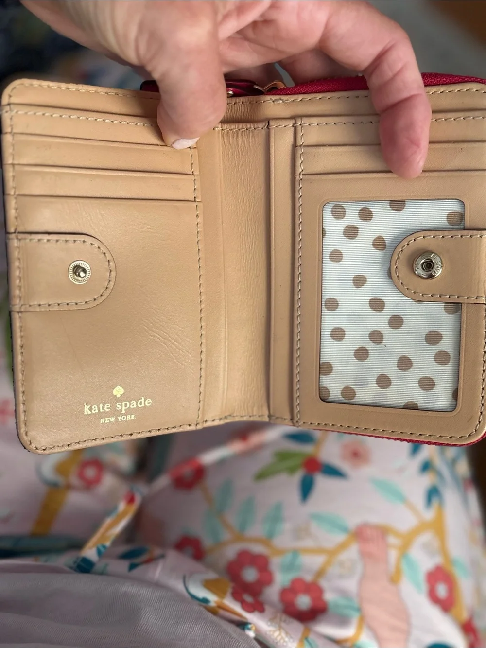 kate spade Hot Pink Leather Cosmetic Pouch with Gold Plaque